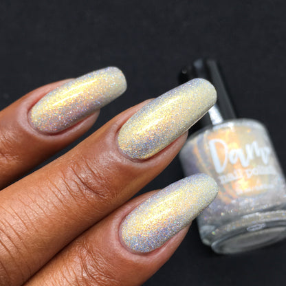 Take That Risk - Yellow Gold Shimmer - Silver Reflective Glitter Nail Polish - Life is Short Collection