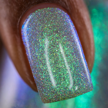 Have Fun. Be Weird. - Green Blue Shimmer - Silver Reflective Glitter Nail Polish - Life is Short Collection