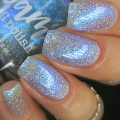 Choose Happiness - Teal Blue Shimmer - Silver Reflective Glitter Nail Polish - Life is Short Collection