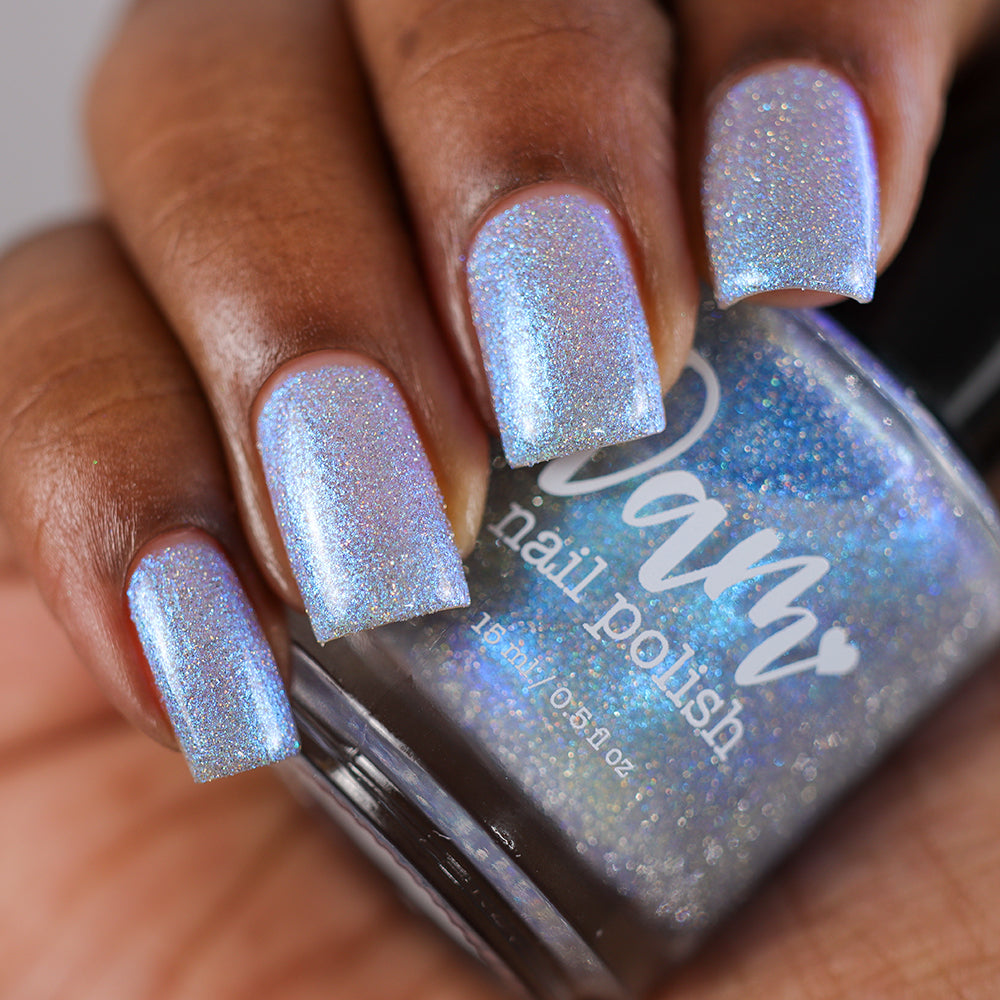 Choose Happiness - Teal Blue Shimmer - Silver Reflective Glitter Nail Polish - Life is Short Collection