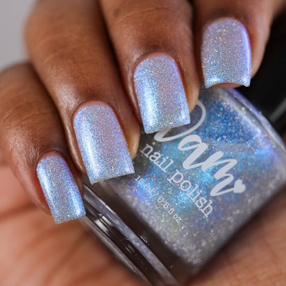 Choose Happiness - Teal Blue Shimmer - Silver Reflective Glitter Nail Polish - Life is Short Collection