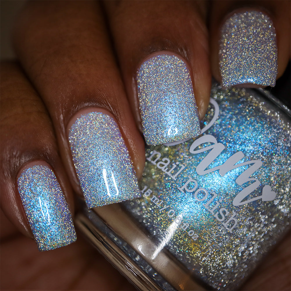 Choose Happiness - Teal Blue Shimmer - Silver Reflective Glitter Nail Polish - Life is Short Collection