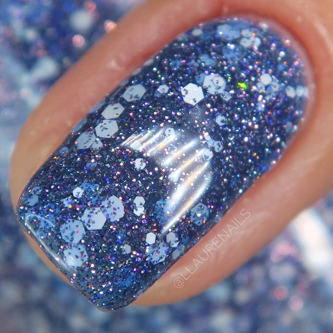 Coma Time - Blue Reflective Glitter Nail Polish - Hibernation Collection - Dam