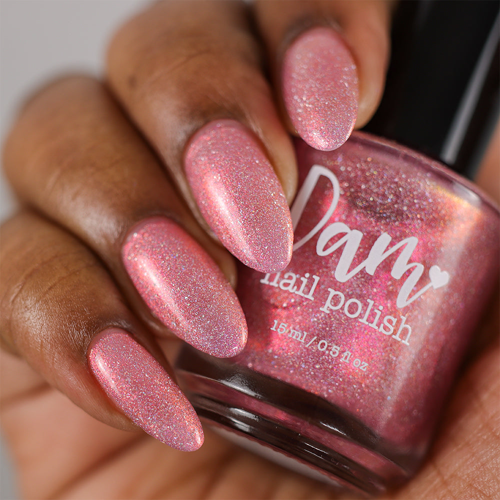 I Wear My ❤️ On My Nails - Pink Holo Nail Polish - Pink Shimmer Nail Polish - Valentine's Day Duo - Dam Nail Polish