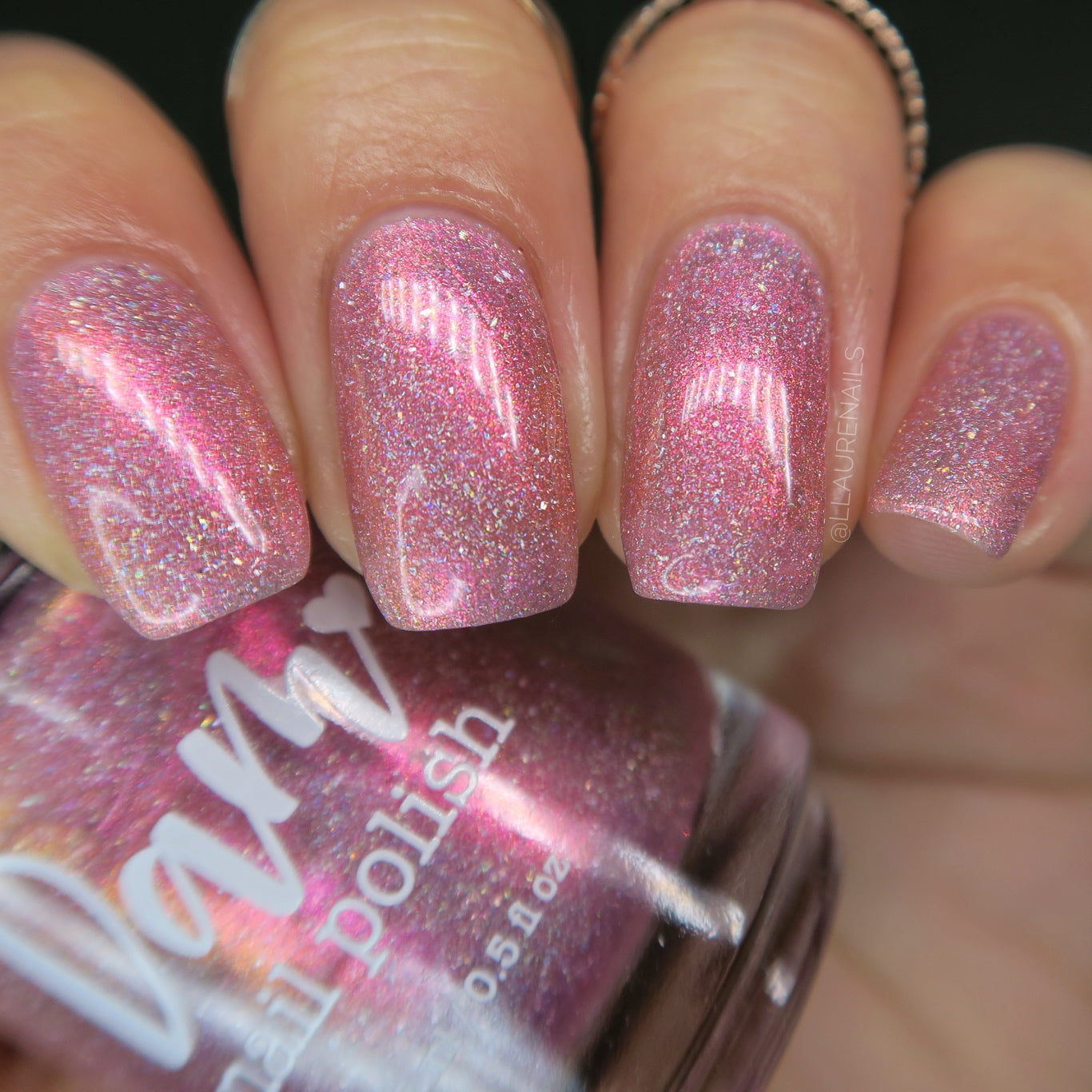 I Wear My ❤️ On My Nails - Pink Holo Nail Polish - Pink Shimmer Nail Polish - Valentine's Day Duo - Dam Nail Polish