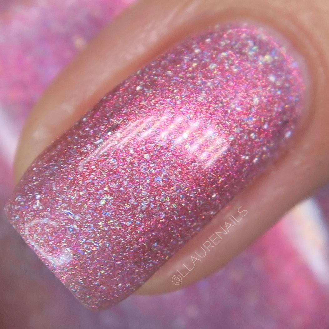 I Wear My ❤️ On My Nails - Pink Holo Nail Polish - Pink Shimmer Nail Polish - Valentine's Day Duo - Dam Nail Polish