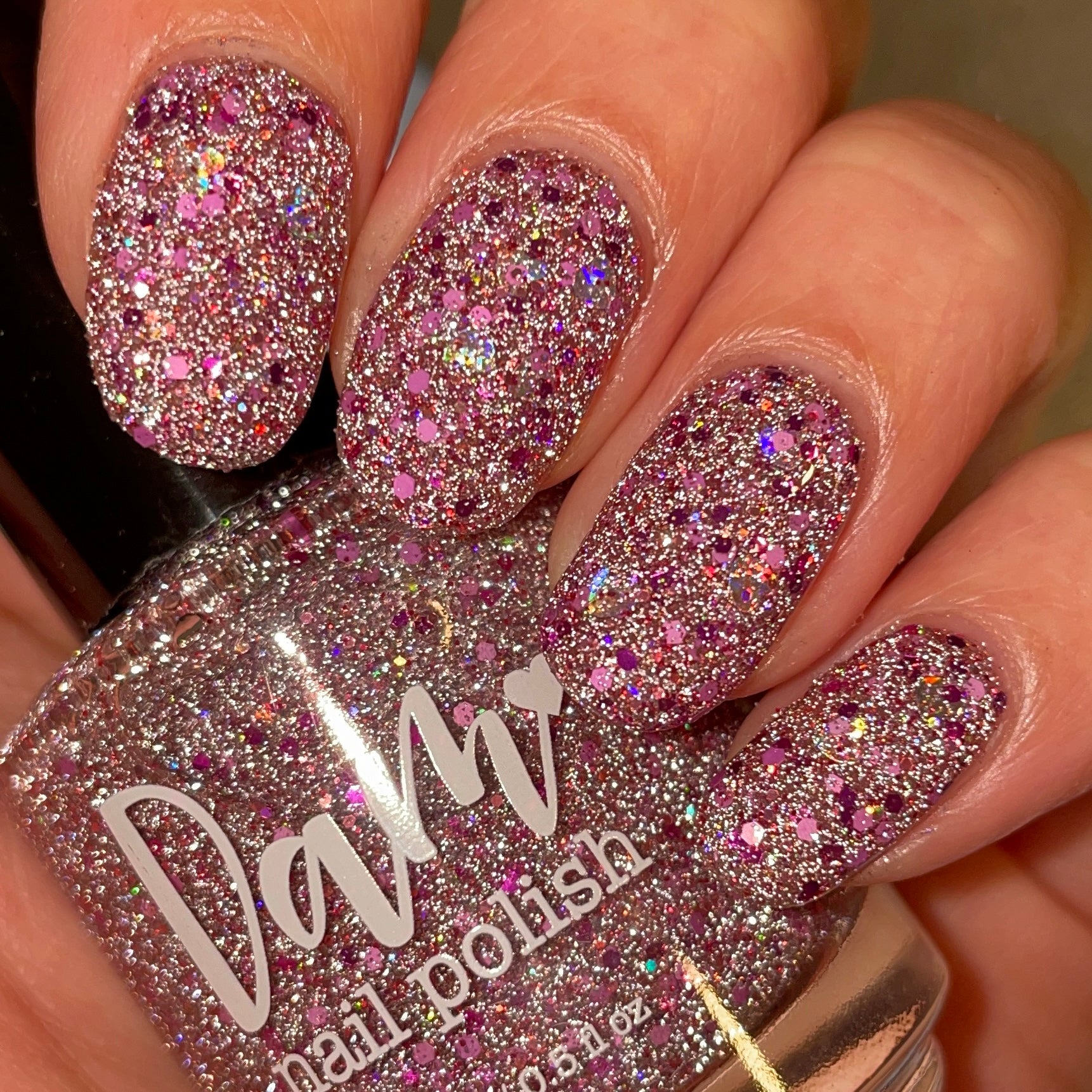 Romantic Rose - Pink Reflective Glitter Nail Polish - Love Affair Trio - Dam