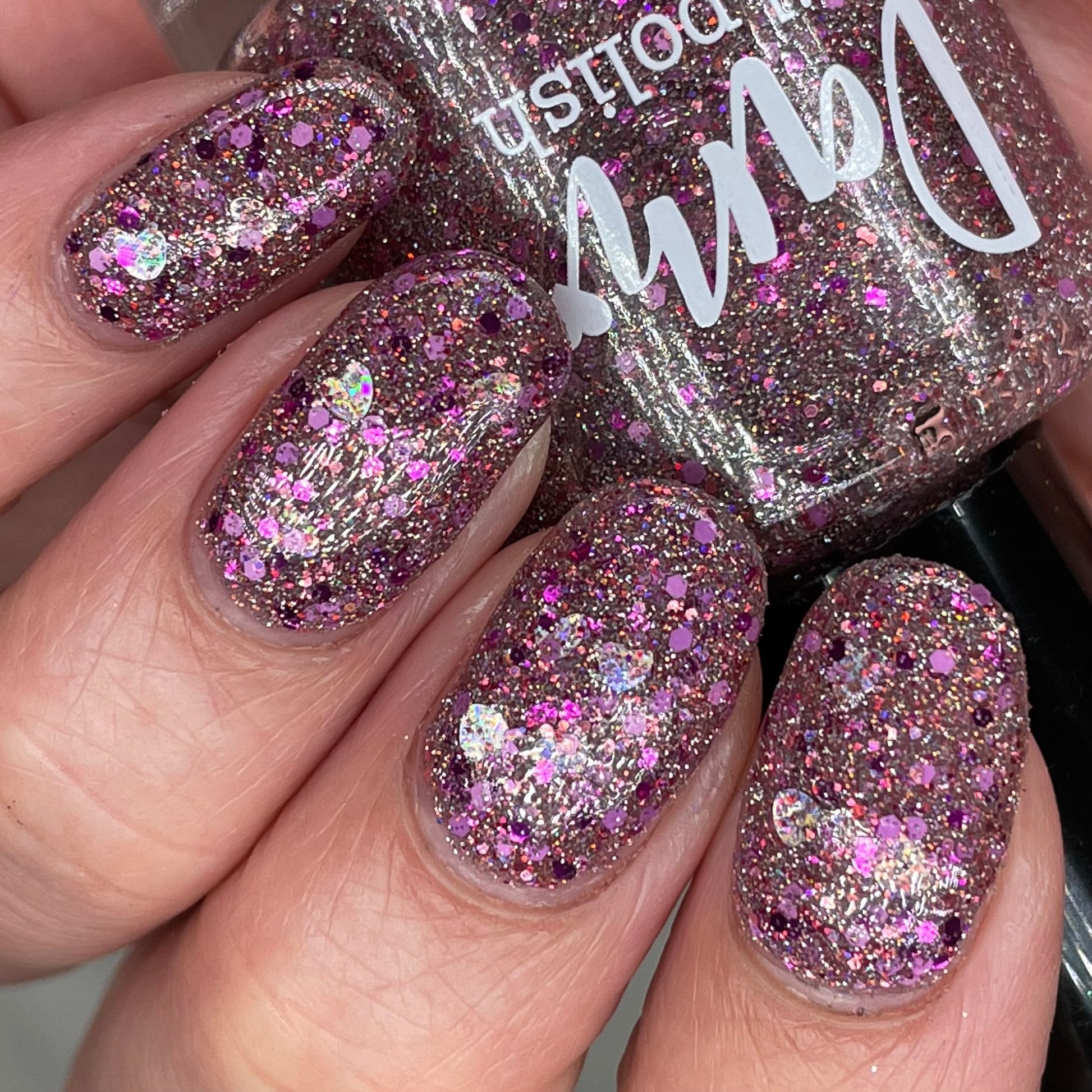 Romantic Rose - Pink Reflective Glitter Nail Polish - Love Affair Trio - Dam