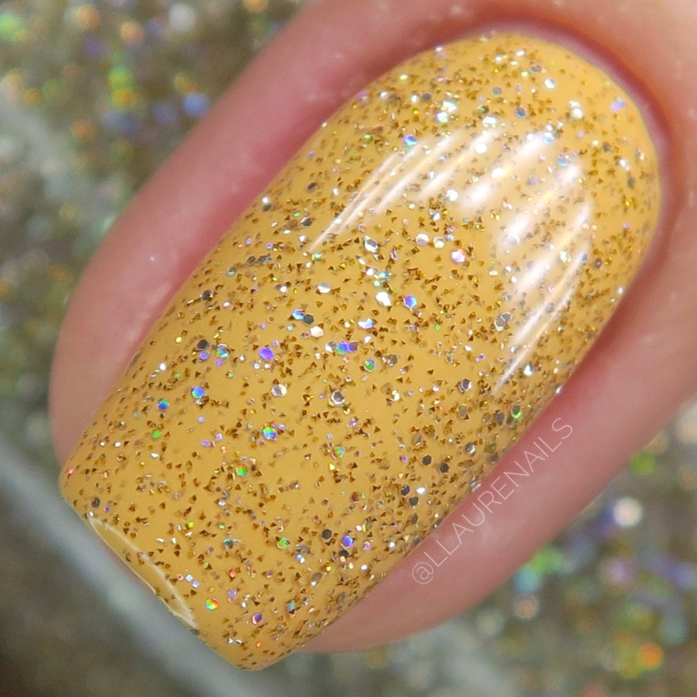 Jackpot - Gold Holographic Reflective Glitter Nail Polish - Dam