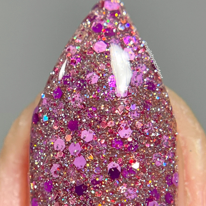 Romantic Rose - Pink Reflective Glitter Nail Polish - Love Affair Trio - Dam