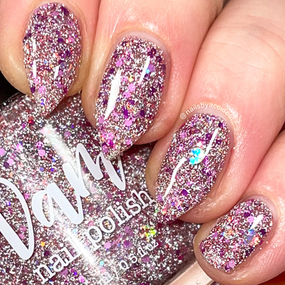 Romantic Rose - Pink Reflective Glitter Nail Polish - Love Affair Trio - Dam