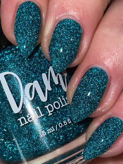 Pure Bliss - Teal Reflective Glitter Nail Polish - Dam