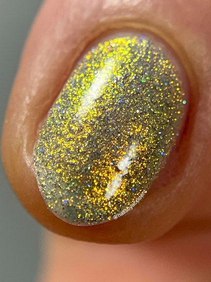 Take That Risk - Yellow Gold Shimmer - Silver Reflective Glitter Nail Polish - Life is Short Collection
