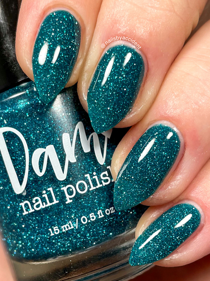 Pure Bliss - Teal Reflective Glitter Nail Polish - Dam