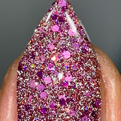 Romantic Rose - Pink Reflective Glitter Nail Polish - Love Affair Trio - Dam
