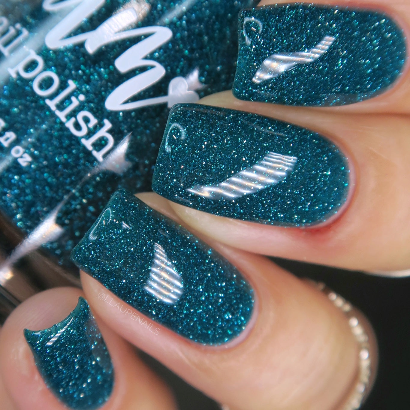 Pure Bliss - Teal Reflective Glitter Nail Polish - Dam