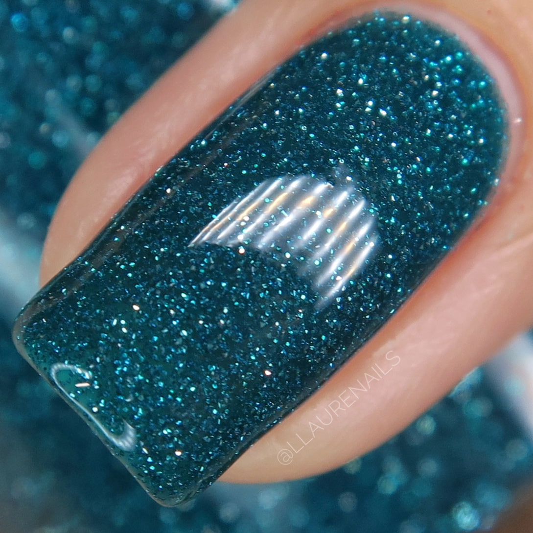 Pure Bliss - Teal Reflective Glitter Nail Polish - Dam