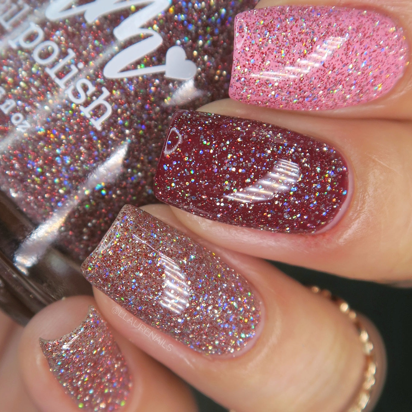 Queen of Hearts - Red Reflective Glitter Nail Polish - Dam