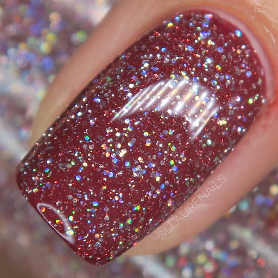 Queen of Hearts - Red Reflective Glitter Nail Polish - Dam
