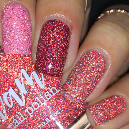 Queen of Hearts - Red Reflective Glitter Nail Polish - Dam