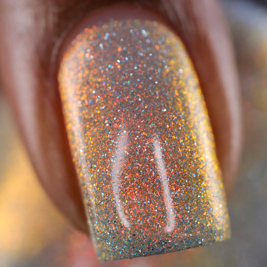 Regret Nothing - Orange Gold Shimmer - Silver Reflective Nail Polish - Glitter Nail Polish - Life is Short Collection