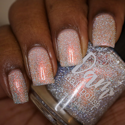 Regret Nothing - Orange Gold Shimmer - Silver Reflective Glitter Nail Polish - Life is Short Collection
