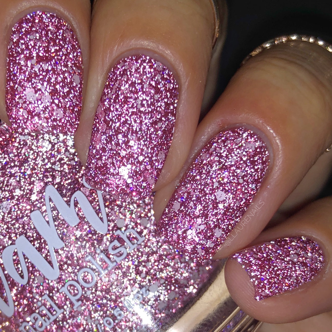 Serious Slumber - Pink Reflective Glitter Nail Polish - Hibernation Collection - Dam