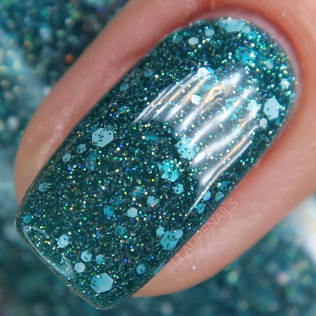 Snooze Till Spring - Teal Reflective Glitter Nail Polish - Hibernation Collection - Dam Nail Polish