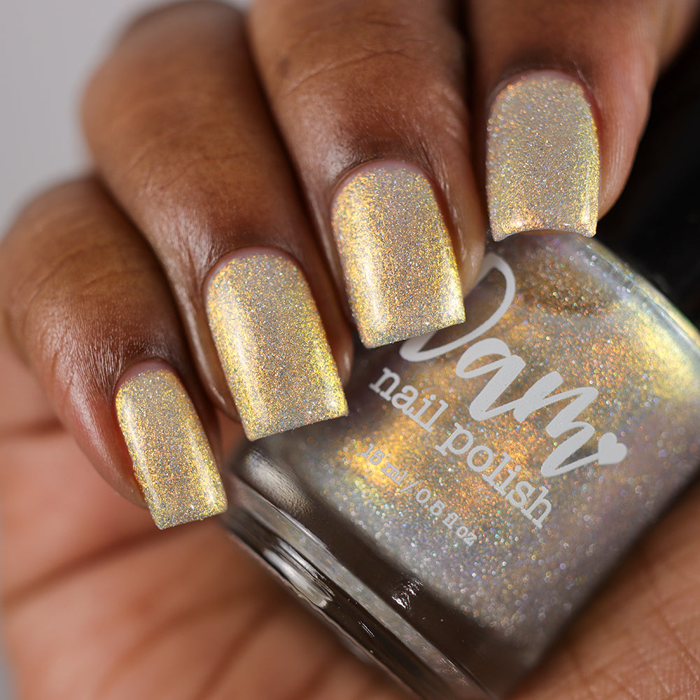Take That Risk - Yellow Gold Shimmer - Silver Reflective Glitter Nail Polish - Life is Short Collection